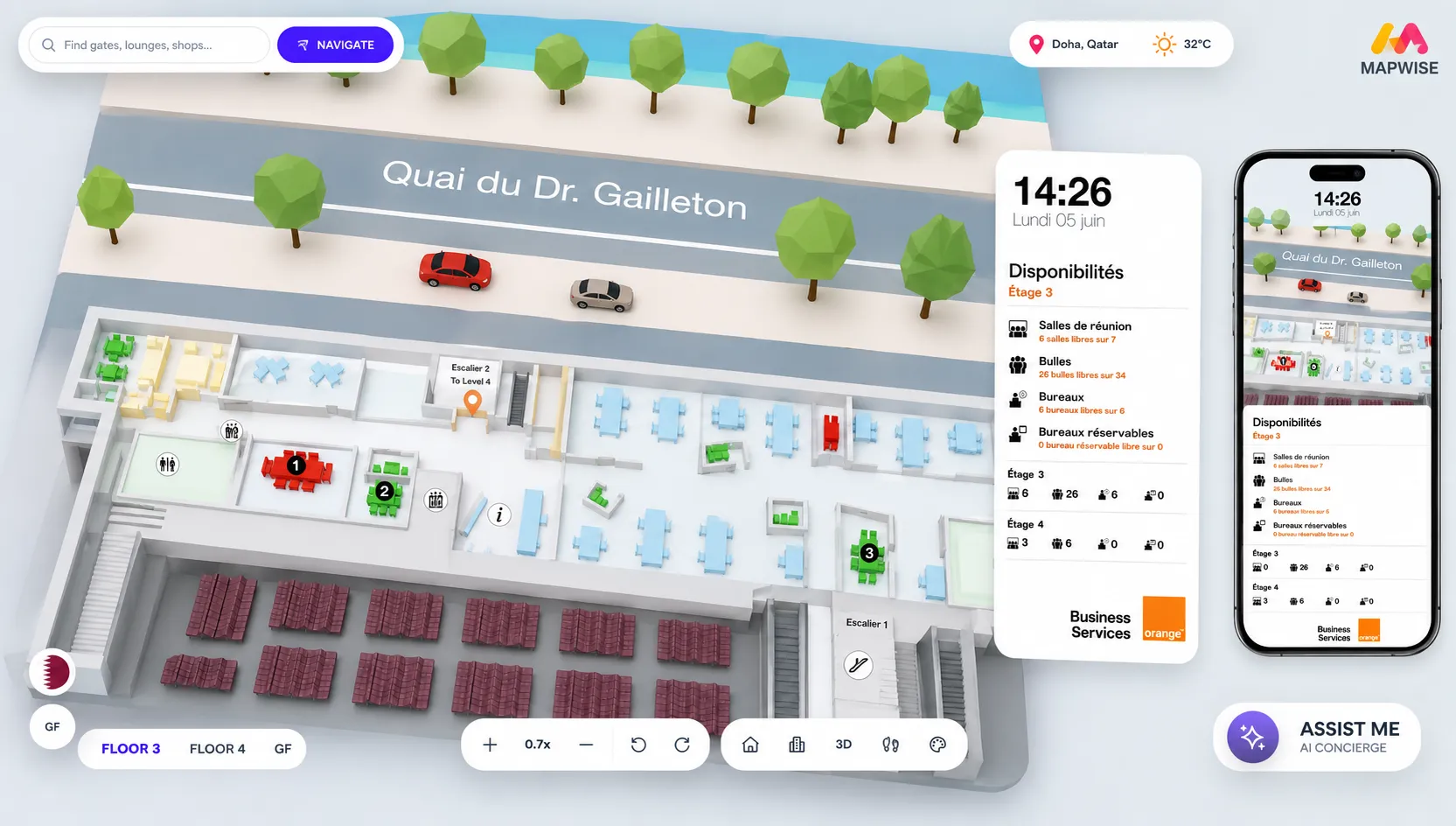 Mapwise indoor map deployed at Orange Business Services
